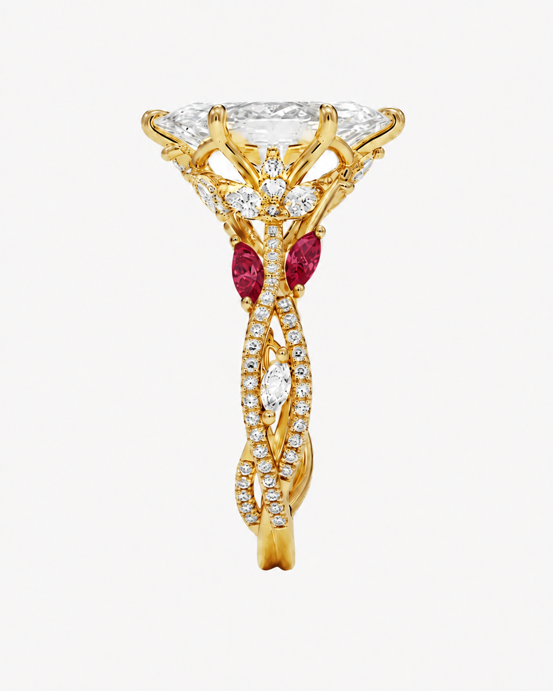 Florence Adorned 4 Carat Marquise Cut Solitaire Lab Grown Diamond Ring in Platinum - View 21