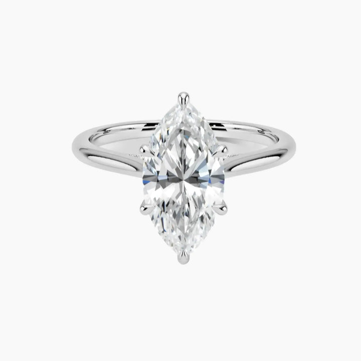 Genevieve Solitaire 5 Carat Marquise Cut Solitaire Lab Grown Diamond Ring in 14K White Gold