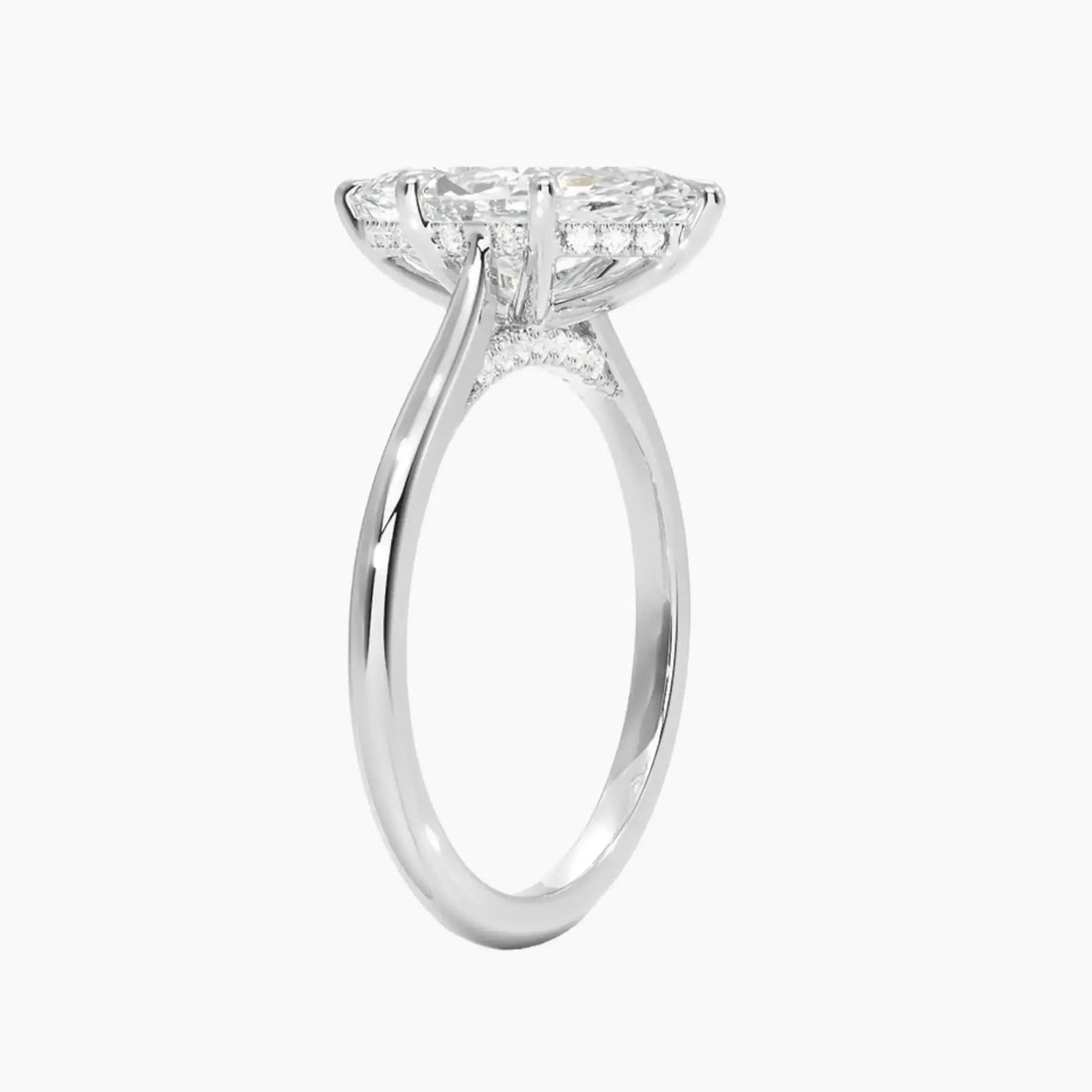 Genevieve Solitaire 1 Carat Marquise Cut Solitaire Lab Grown Diamond Ring in 14K White Gold - View 2