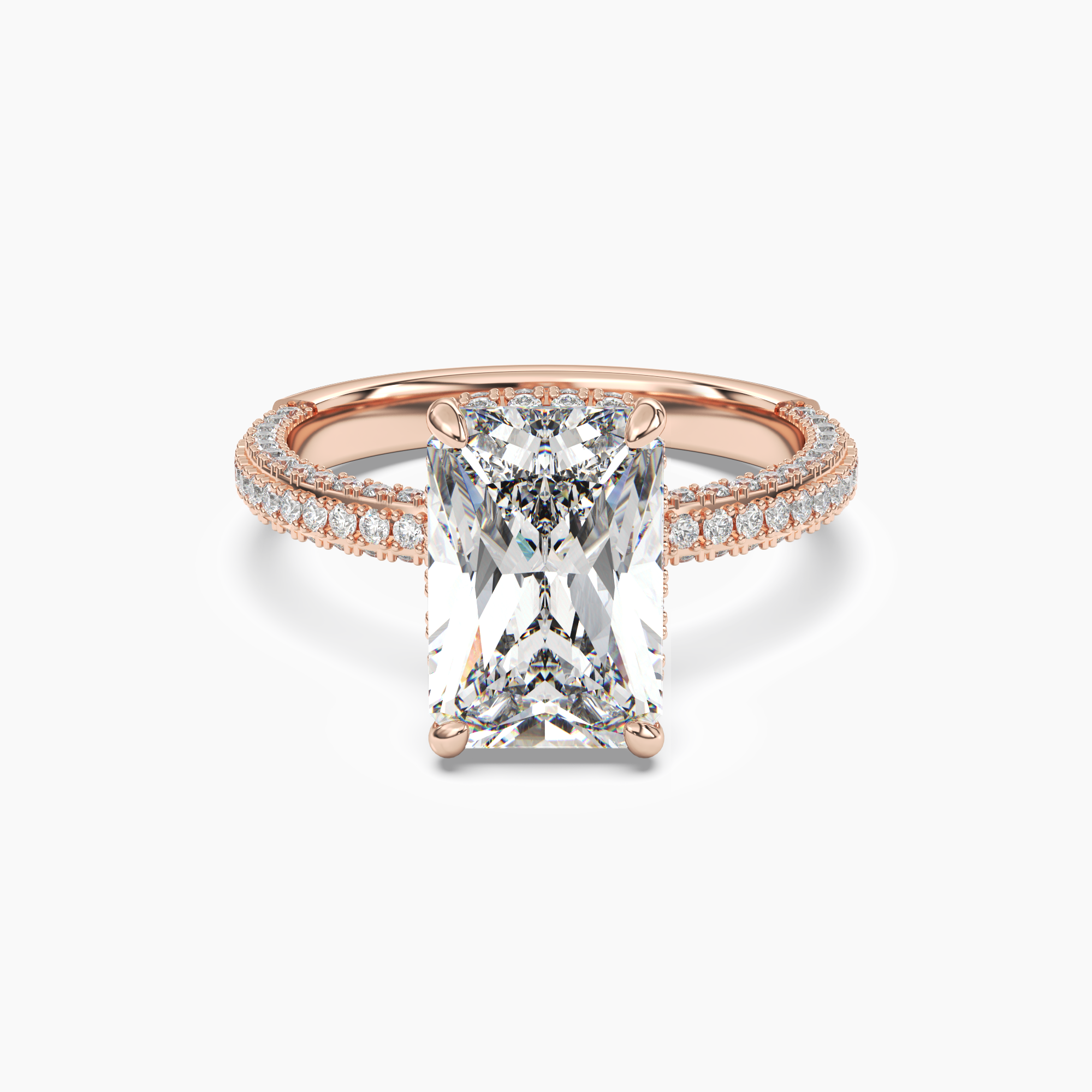 Gwen 4 Carat Radiant Cut Solitaire Lab Grown Diamond Ring in 14K Rose Gold