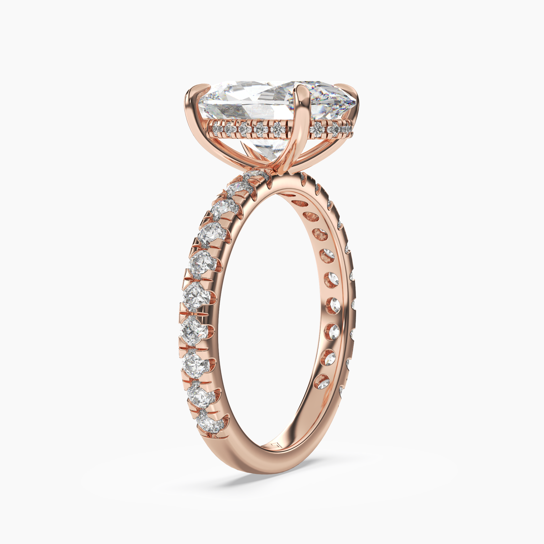 Serena 3 Carat Oval Cut Pave Lab Grown Diamond Ring in Platinum - View 8