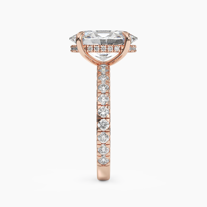 Serena 5 Carat Oval Cut Pave Lab Grown Diamond Ring in 14K Yellow Gold - View 9
