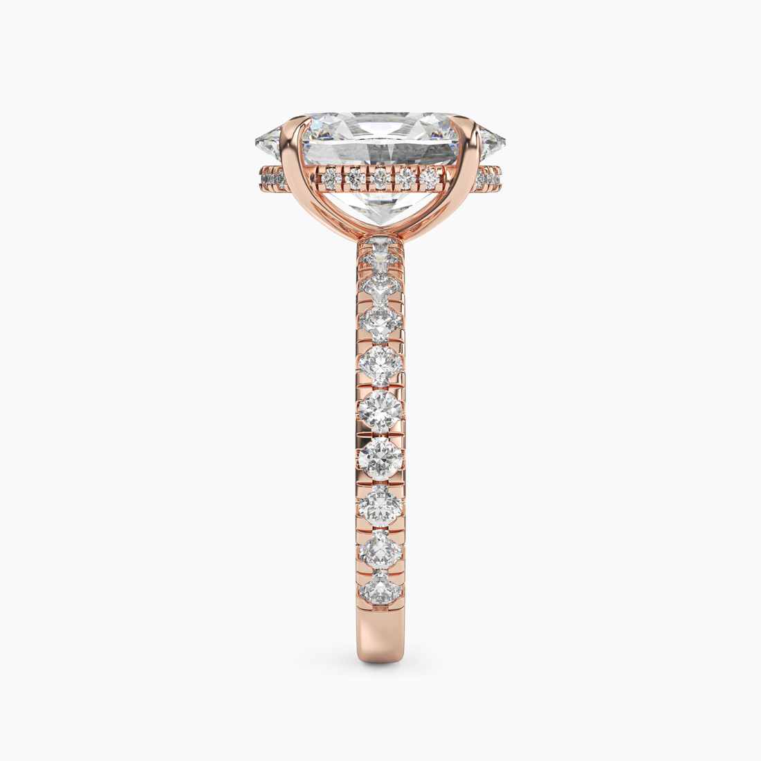 Serena 5 Carat Oval Cut Pave Lab Grown Diamond Ring in 14K White Gold - View 9