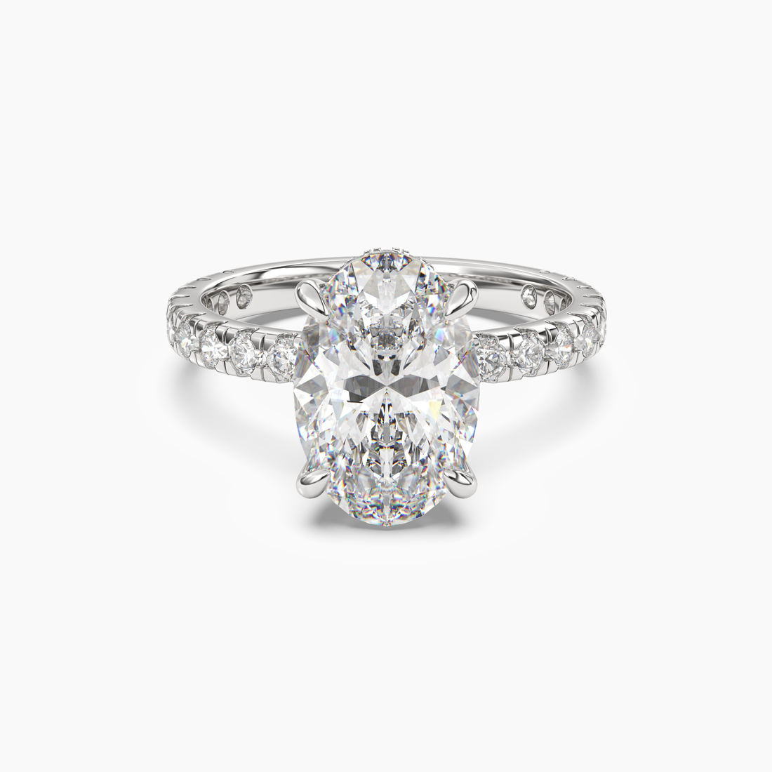 Serena 4.5 Carat Oval Cut Pave Lab Grown Diamond Ring in 10K Rose Gold - View 4