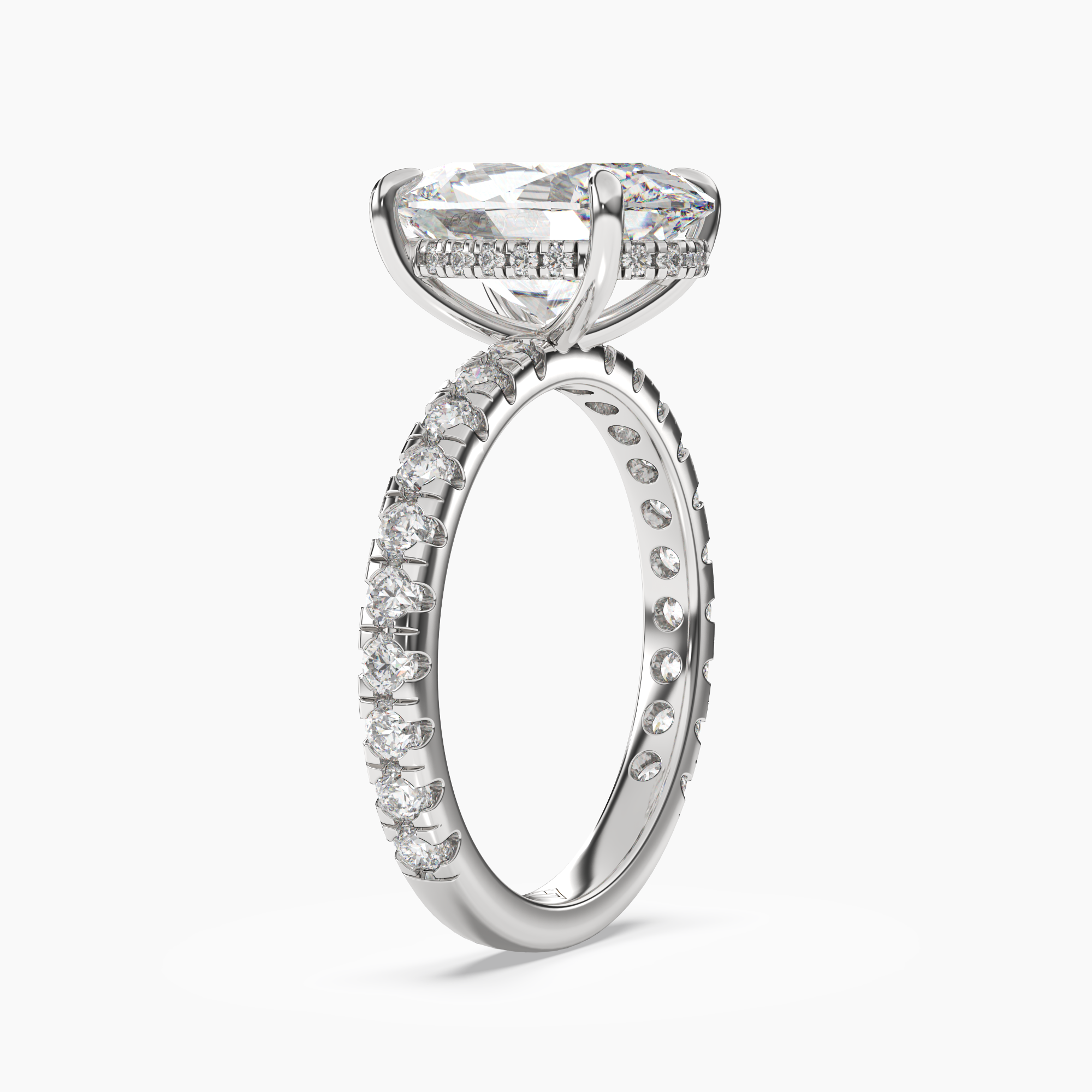 Serena 4 Carat Oval Cut Pave Lab Grown Diamond Ring in 18K Rose Gold - View 5