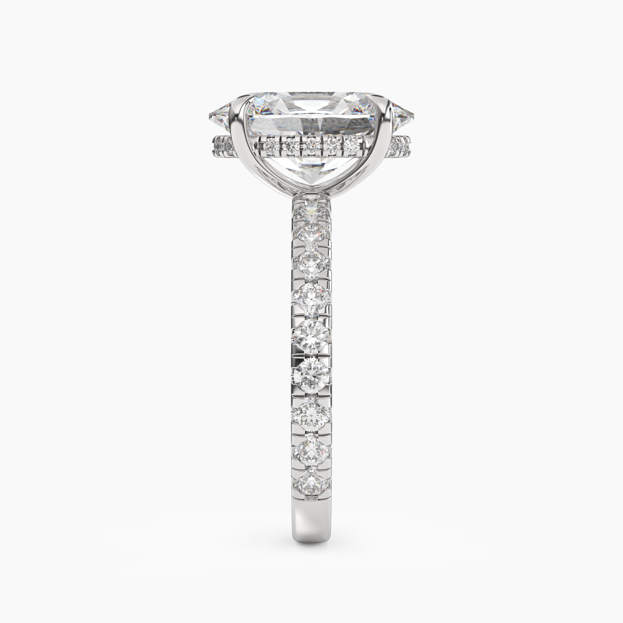 Serena 1 Carat Oval Cut Pave Lab Grown Diamond Ring in 14K Yellow Gold - View 6