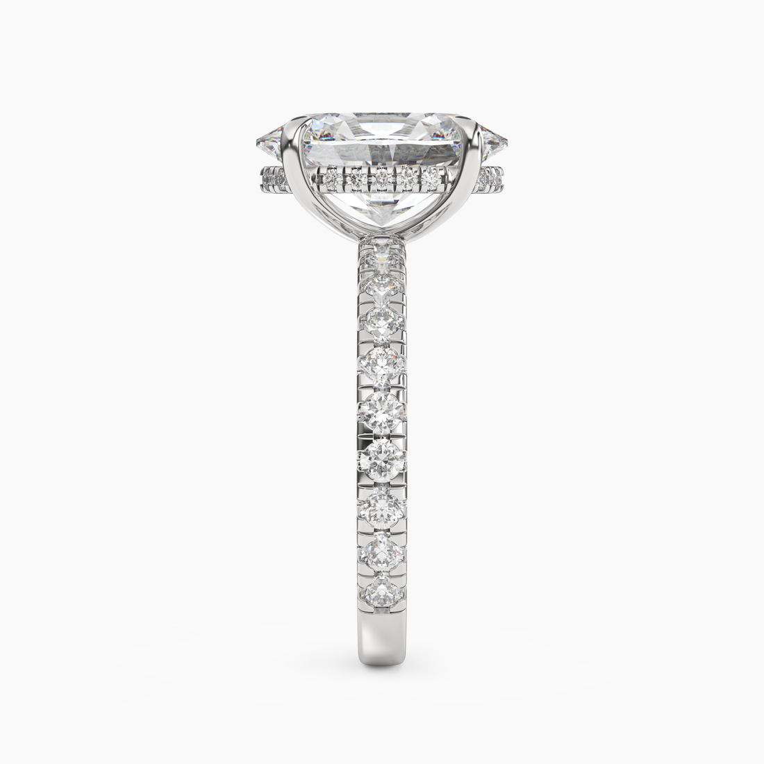 Serena 1 Carat Oval Cut Pave Lab Grown Diamond Ring in 14K Yellow Gold - View 6