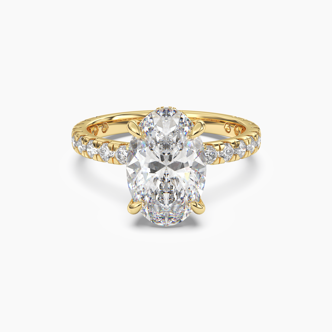 Serena 5 Carat Oval Cut Pave Lab Grown Diamond Ring in 10K Rose Gold - View 7