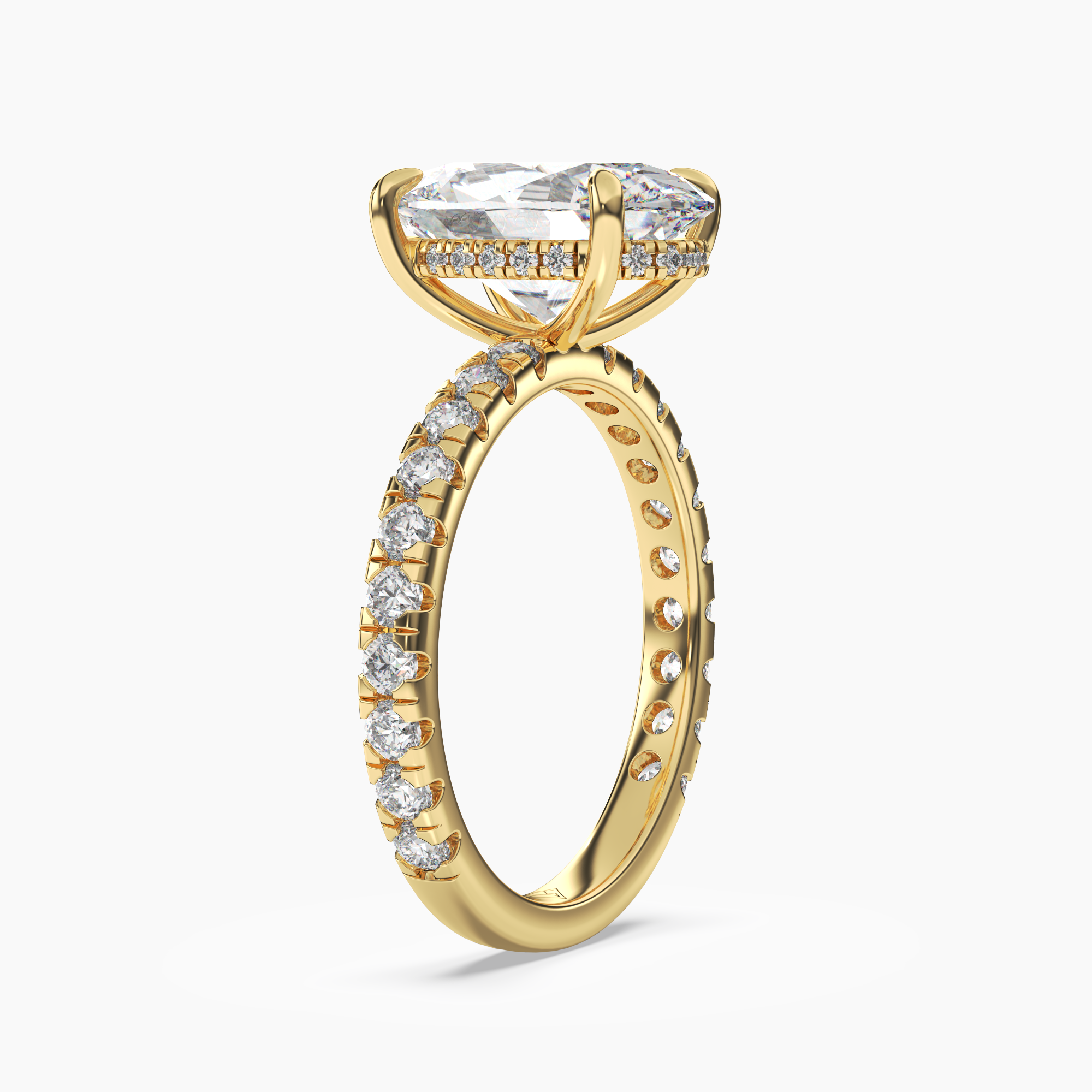 Serena 2.5 Carat Oval Cut Pave Lab Grown Diamond Ring in 18K Yellow Gold - View 2