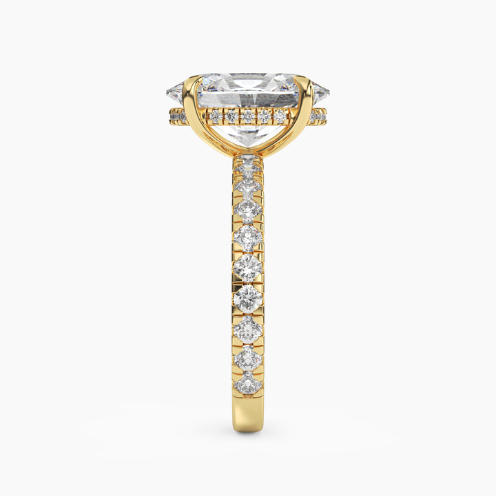 Serena 5 Carat Oval Cut Pave Lab Grown Diamond Ring in 14K Rose Gold - View 9