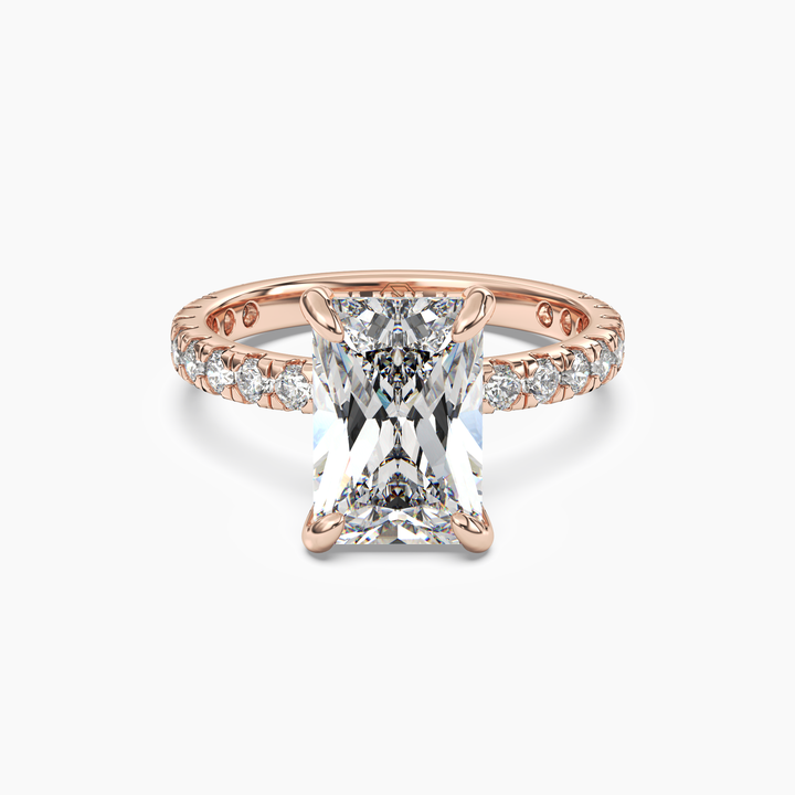 Serena 5 Carat Radiant Cut Pave Lab Grown Diamond Ring in 14K Rose Gold