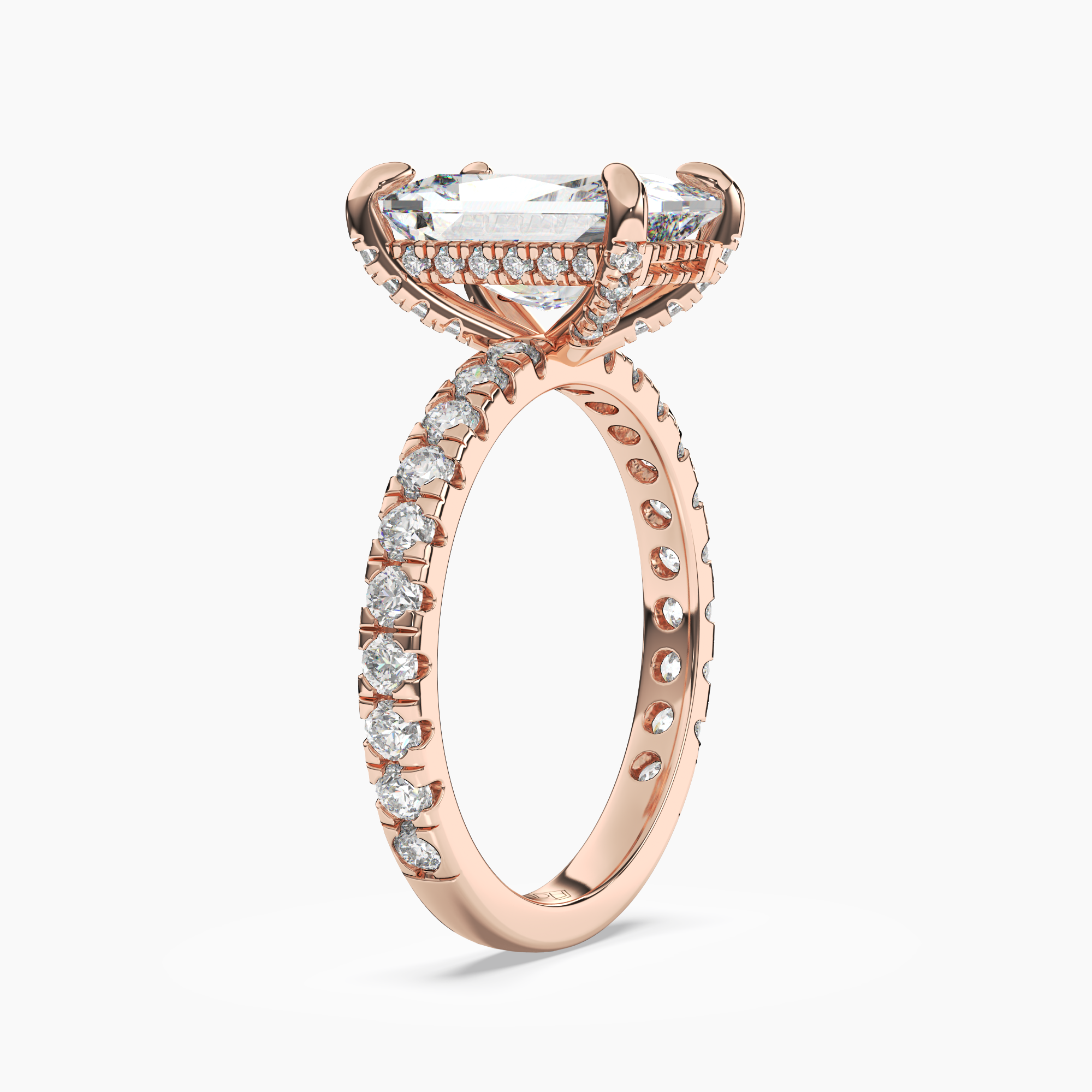 Serena 1.5 Carat Radiant Cut Pave Lab Grown Diamond Ring in 10K Rose Gold - View 2