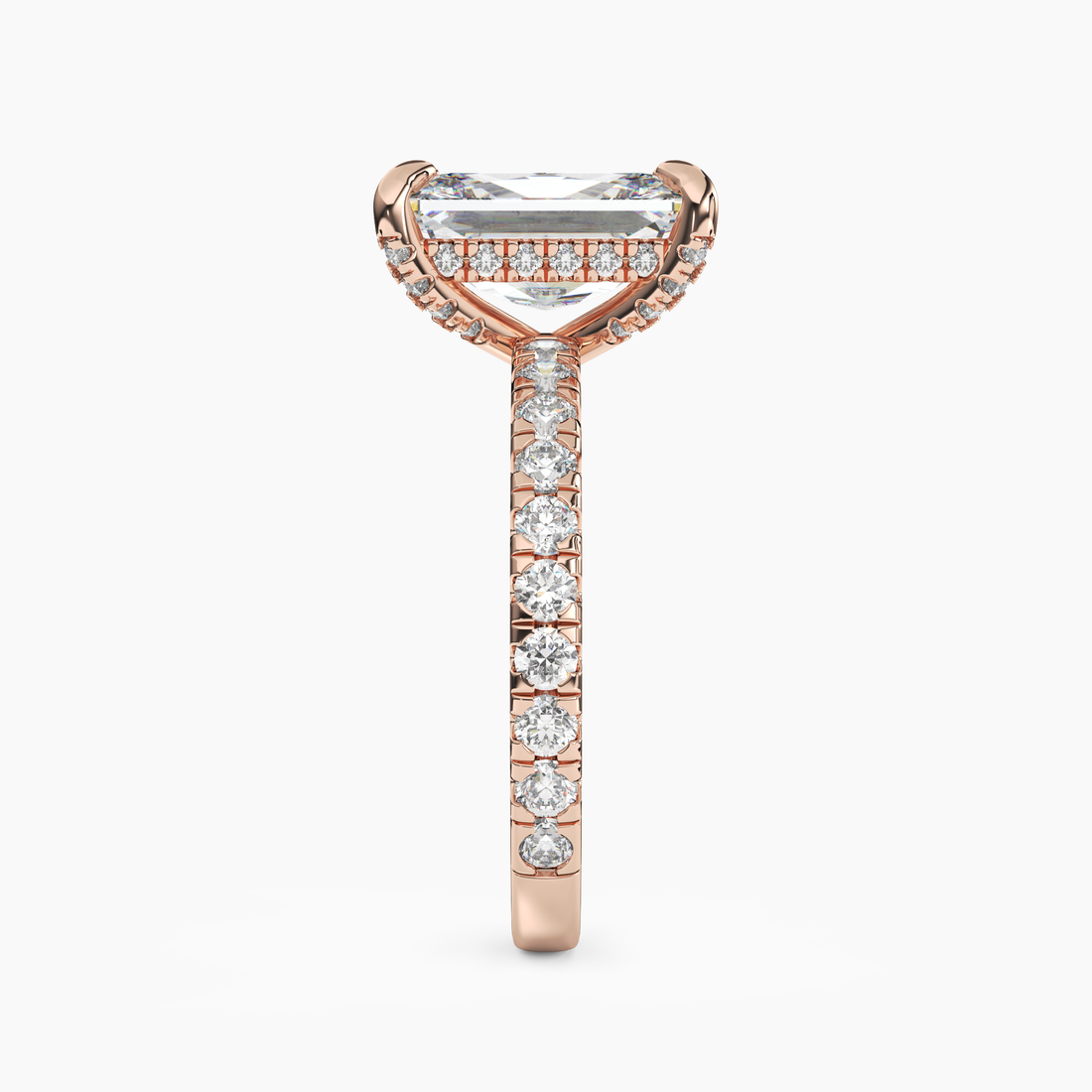 Serena 3 Carat Radiant Cut Pave Lab Grown Diamond Ring in 18K Yellow Gold - View 9