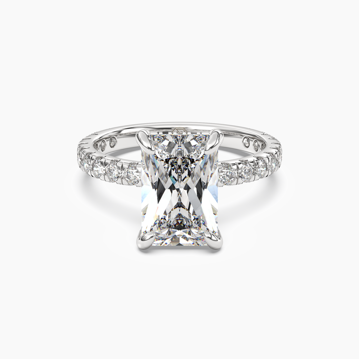 Serena 5 Carat Radiant Cut Pave Lab Grown Diamond Ring in 14K White Gold