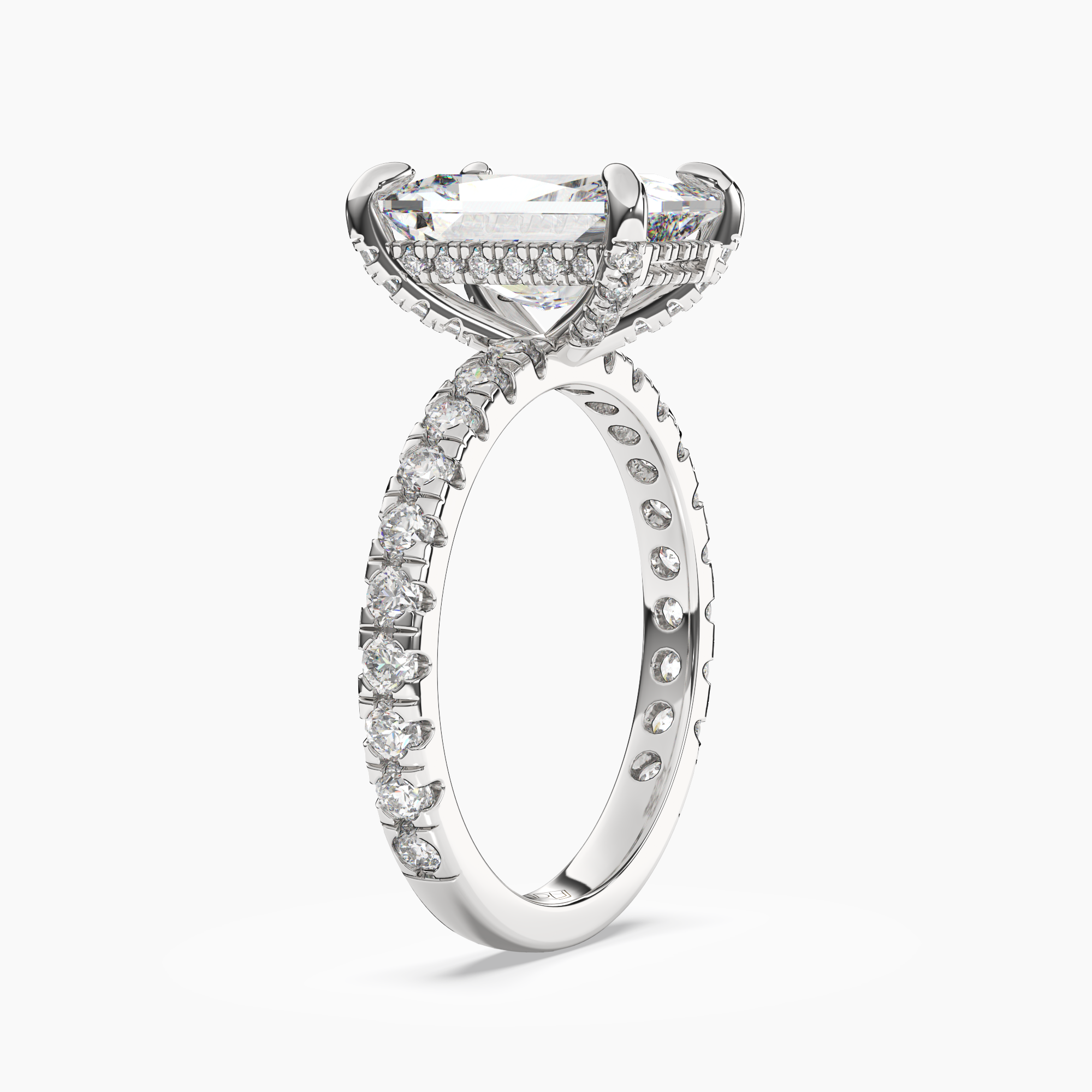 Serena 4 Carat Radiant Cut Pave Lab Grown Diamond Ring in Silver - View 2