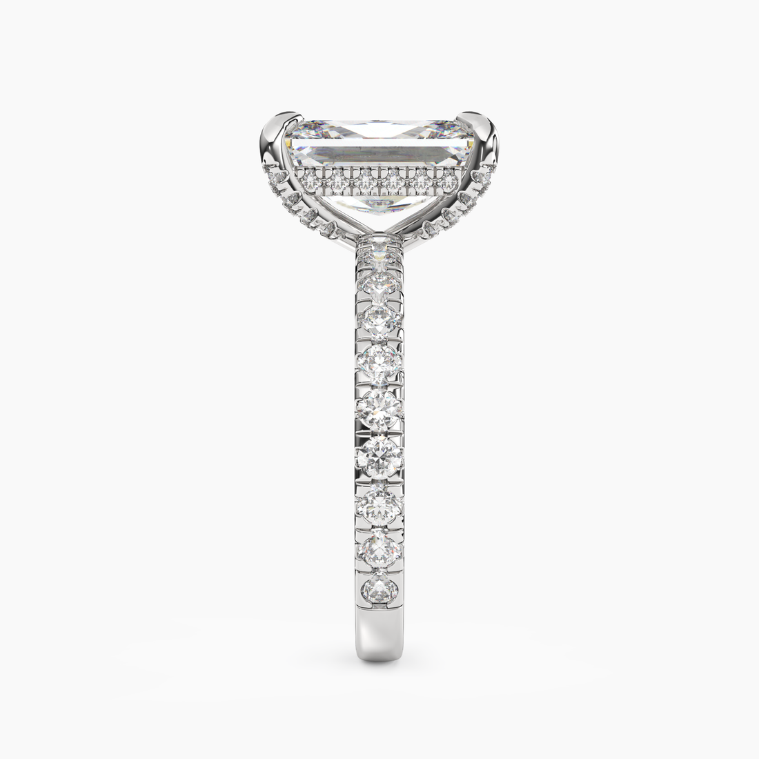 Serena 2 Carat Radiant Cut Pave Lab Grown Diamond Ring in 10K White Gold - View 3