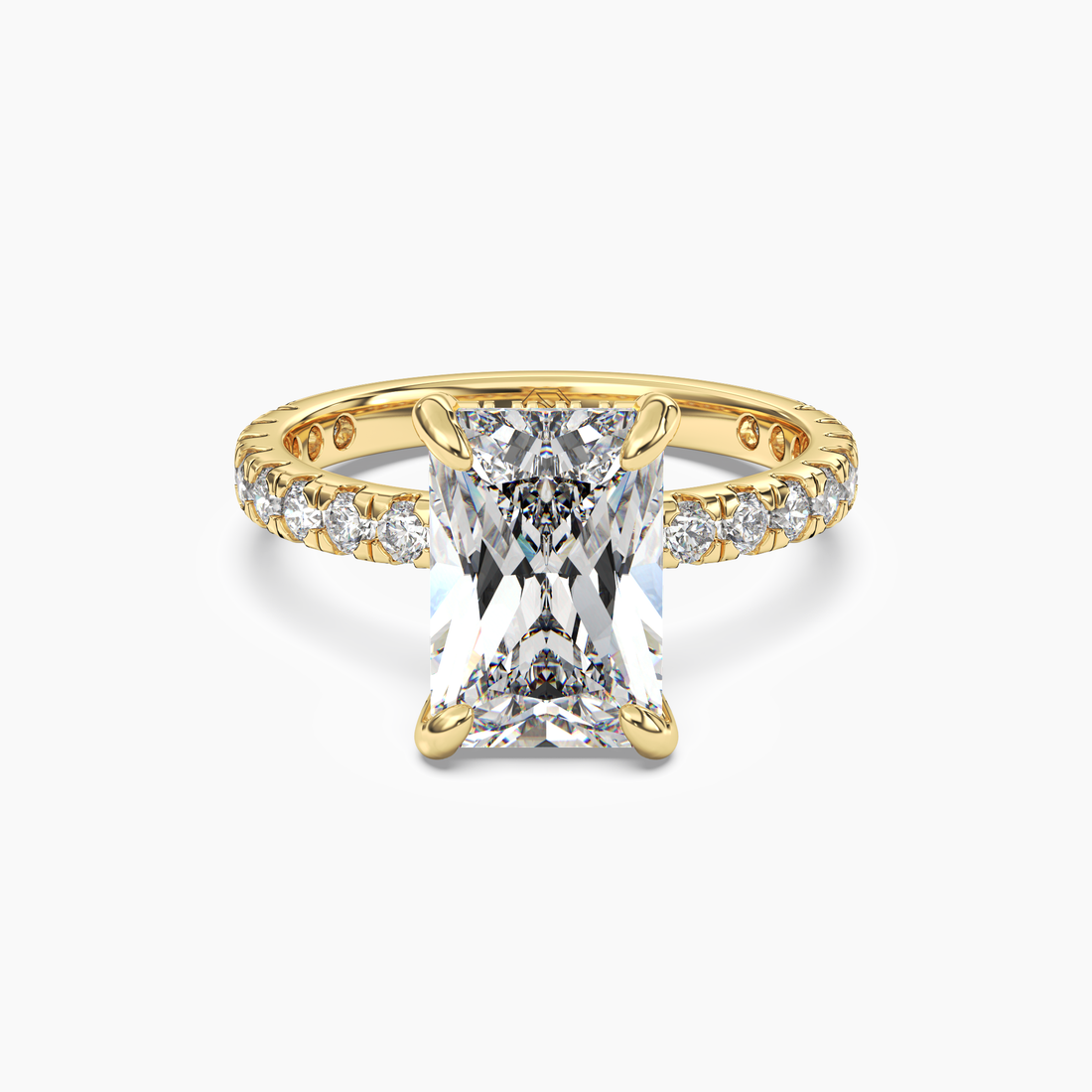 Serena 5 Carat Radiant Cut Pave Lab Grown Diamond Ring in 14K White Gold - View 4