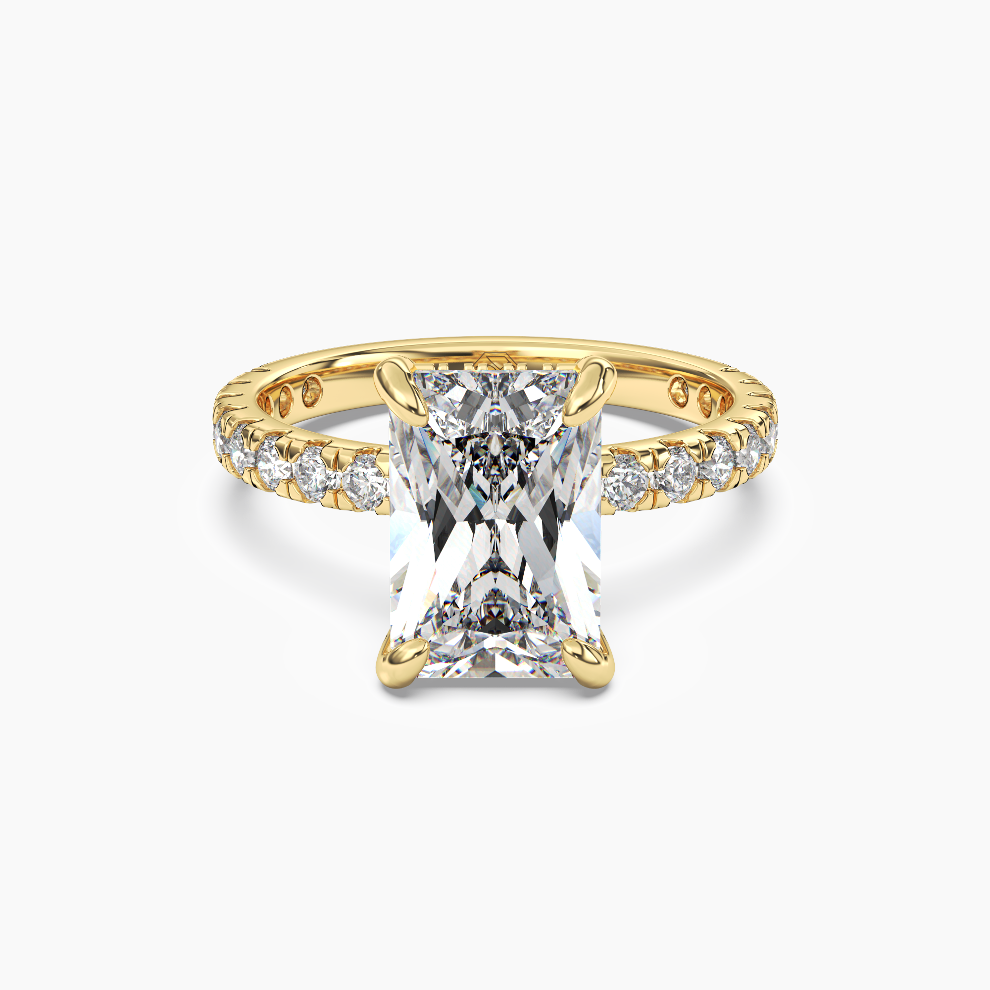 Serena 1 Carat Radiant Cut Pave Lab Grown Diamond Ring in 10K Yellow Gold