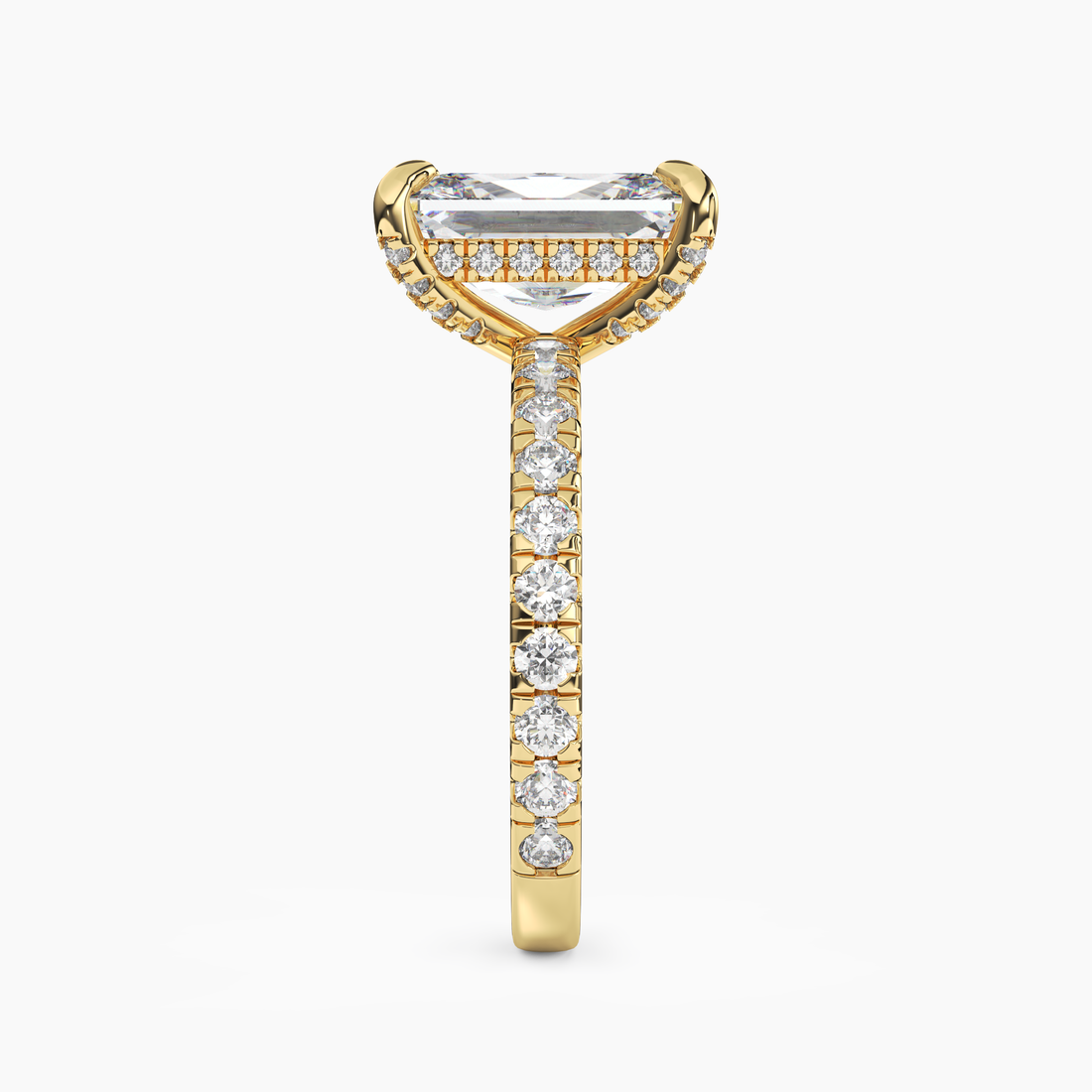 Serena 4 Carat Radiant Cut Pave Lab Grown Diamond Ring in 18K White Gold - View 6
