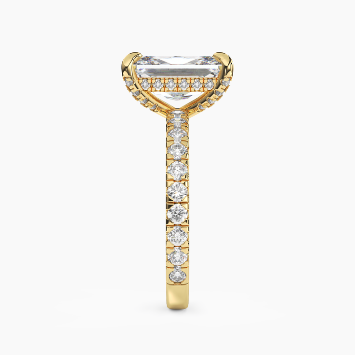 Serena 5 Carat Radiant Cut Pave Lab Grown Diamond Ring in 14K Rose Gold - View 9