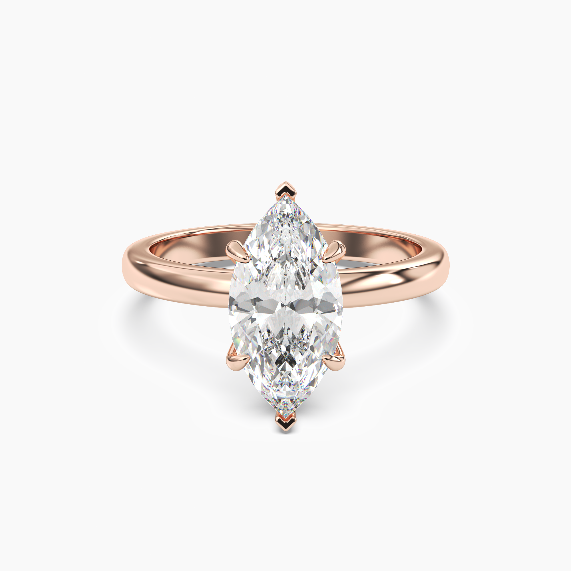 Penelope 3 Carat Marquise Cut Solitaire Lab Grown Diamond Ring in 10K Rose Gold