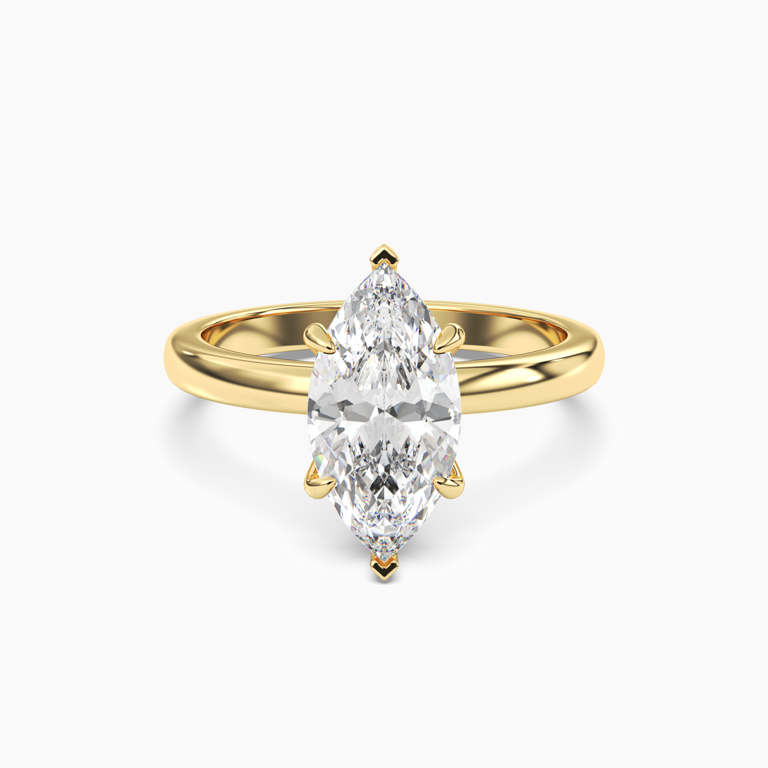 Penelope 3 Carat Marquise Cut Solitaire Lab Grown Diamond Ring in 14K Yellow Gold