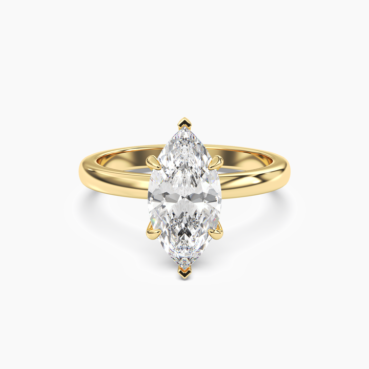Penelope 5 Carat Marquise Cut Solitaire Lab Grown Diamond Ring in 14K Yellow Gold