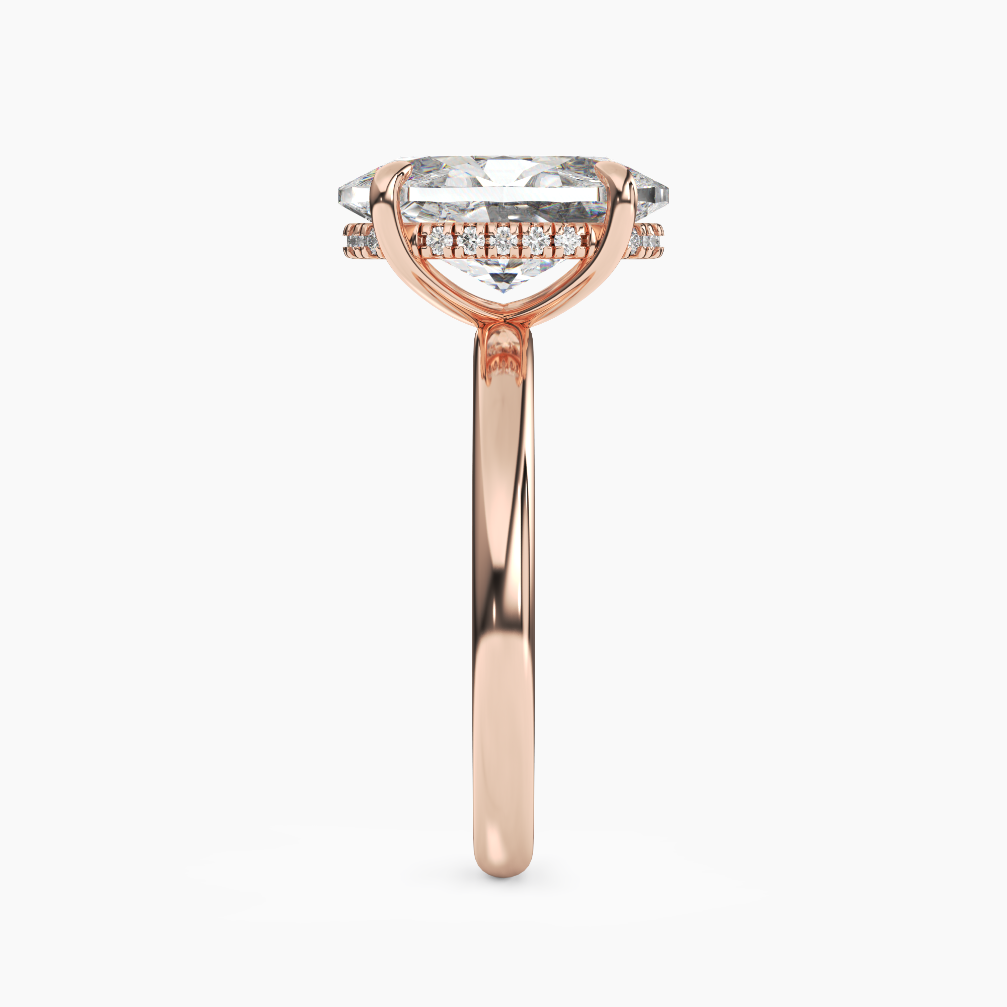 Penelope 5 Carat Oval Cut Solitaire Lab Grown Diamond Ring in 14K Rose Gold - View 3