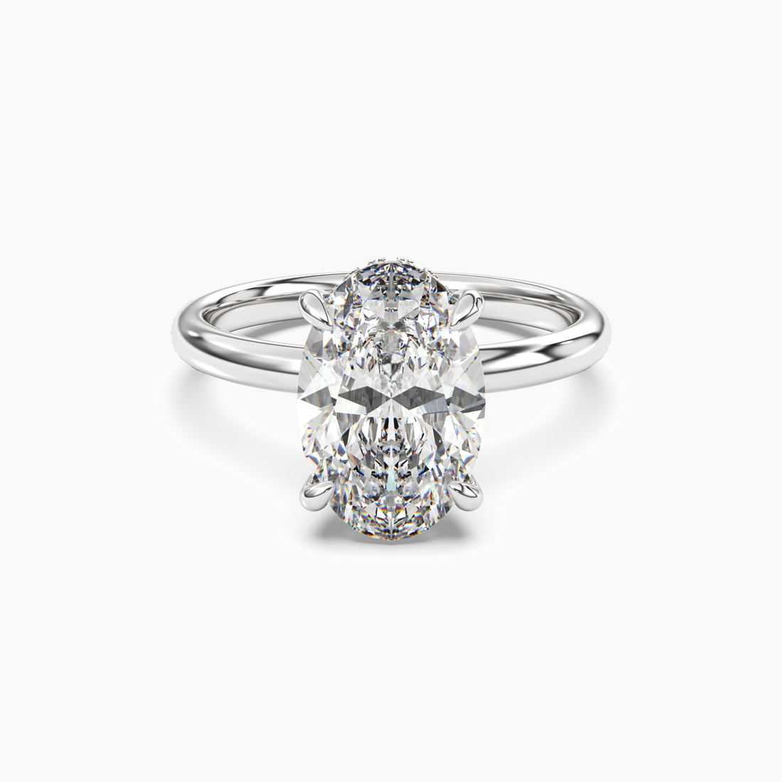 Penelope 5 Carat Oval Cut Solitaire Lab Grown Diamond Ring in 14K Rose Gold - View 4
