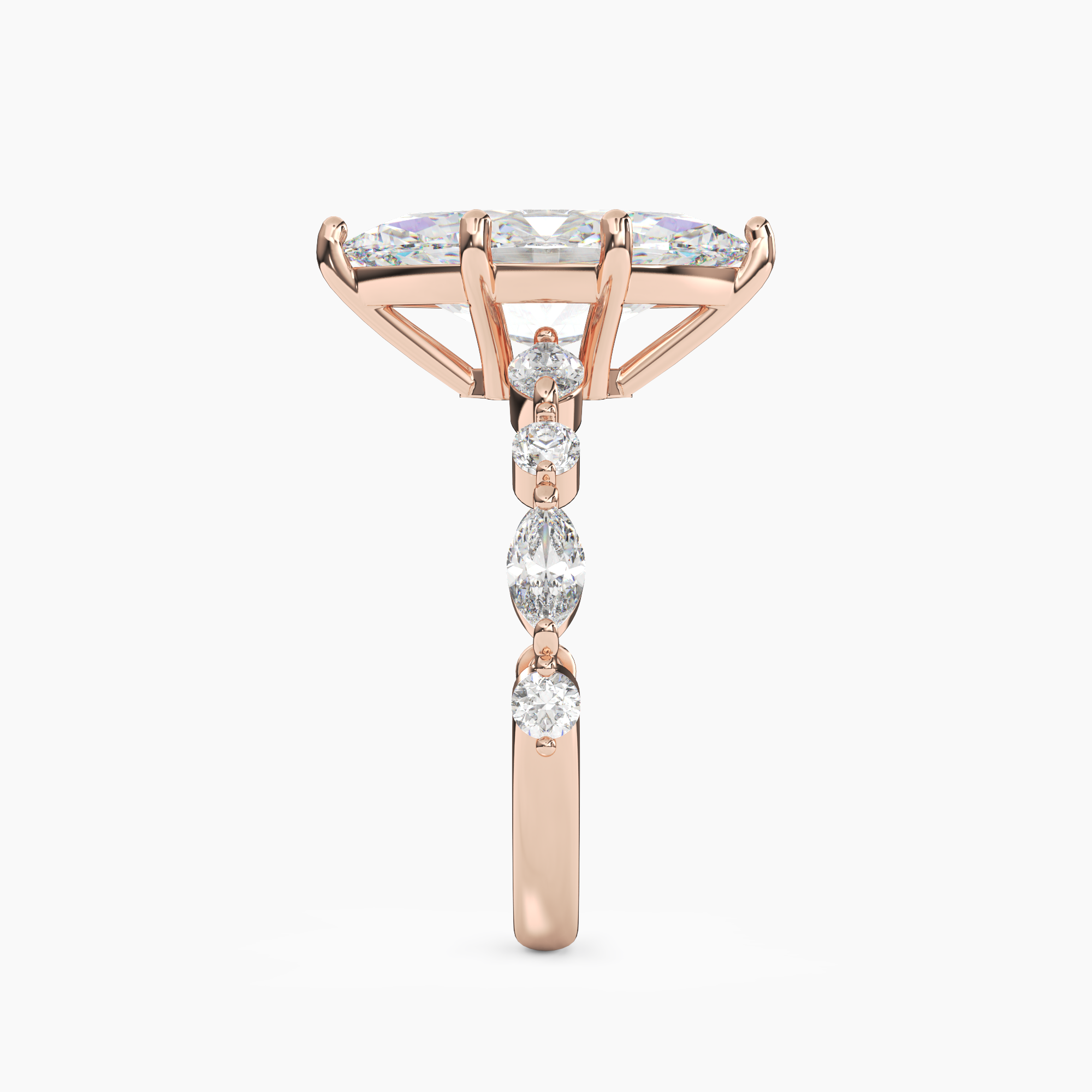 Elodie 4 Carat Marquise Cut Solitaire Lab Grown Diamond Ring in 14K Rose Gold - View 3