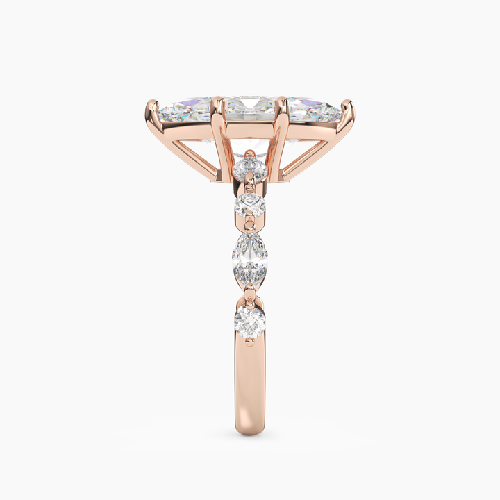 Elodie 4.5 Carat Marquise Cut Solitaire Lab Grown Diamond Ring in 18K White Gold - View 9