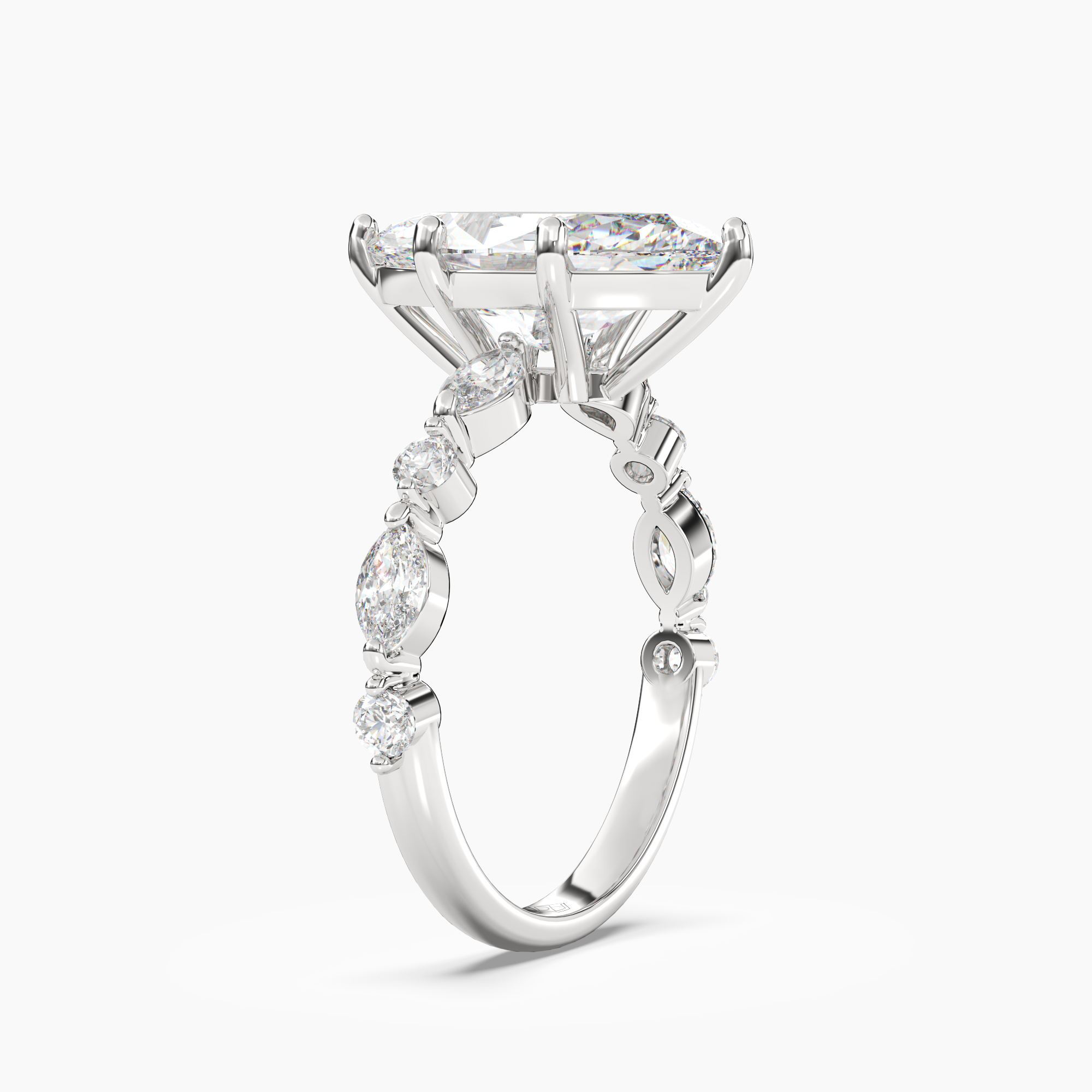 Elodie 3.5 Carat Marquise Cut Solitaire Lab Grown Diamond Ring in Silver - View 2