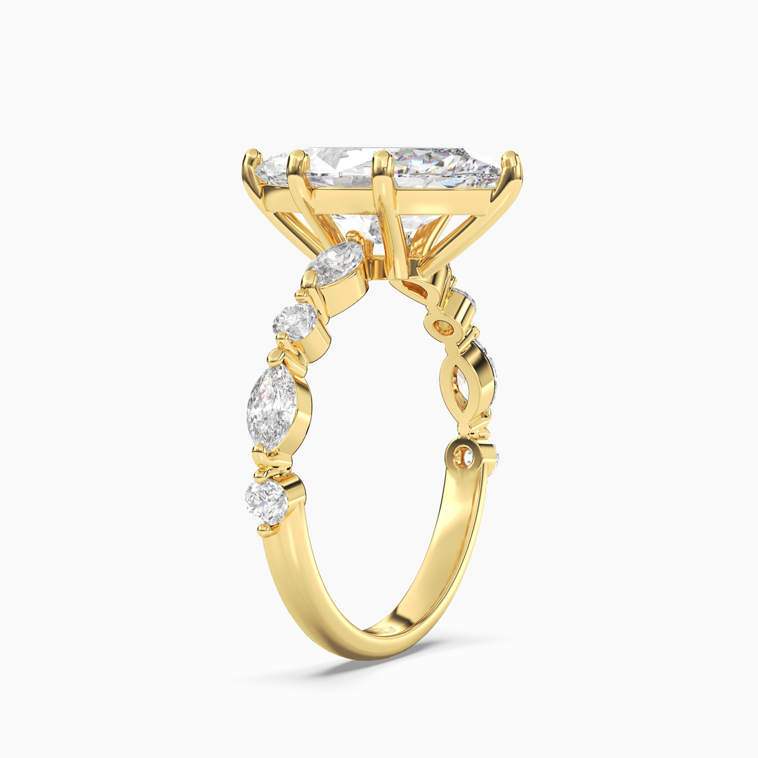 Elodie 4 Carat Marquise Cut Solitaire Lab Grown Diamond Ring in 14K Yellow Gold - View 2