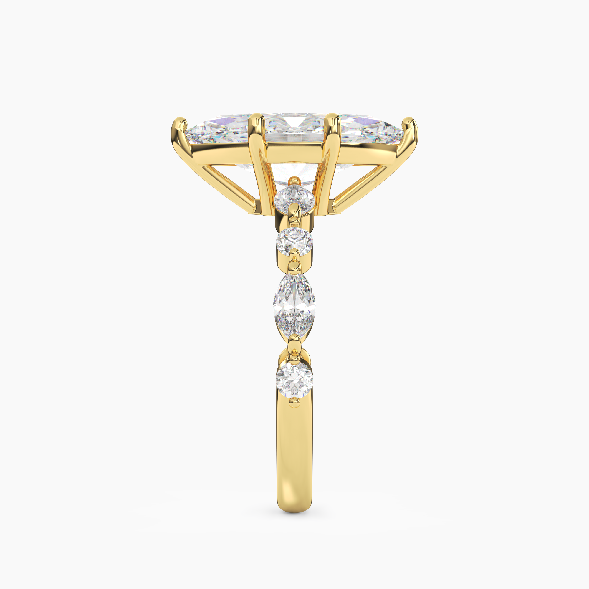 Elodie 3.5 Carat Marquise Cut Solitaire Lab Grown Diamond Ring in Silver - View 6
