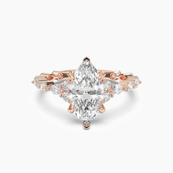Flora 5 Carat Marquise Cut Solitaire Lab Grown Diamond Ring in 14K Rose Gold