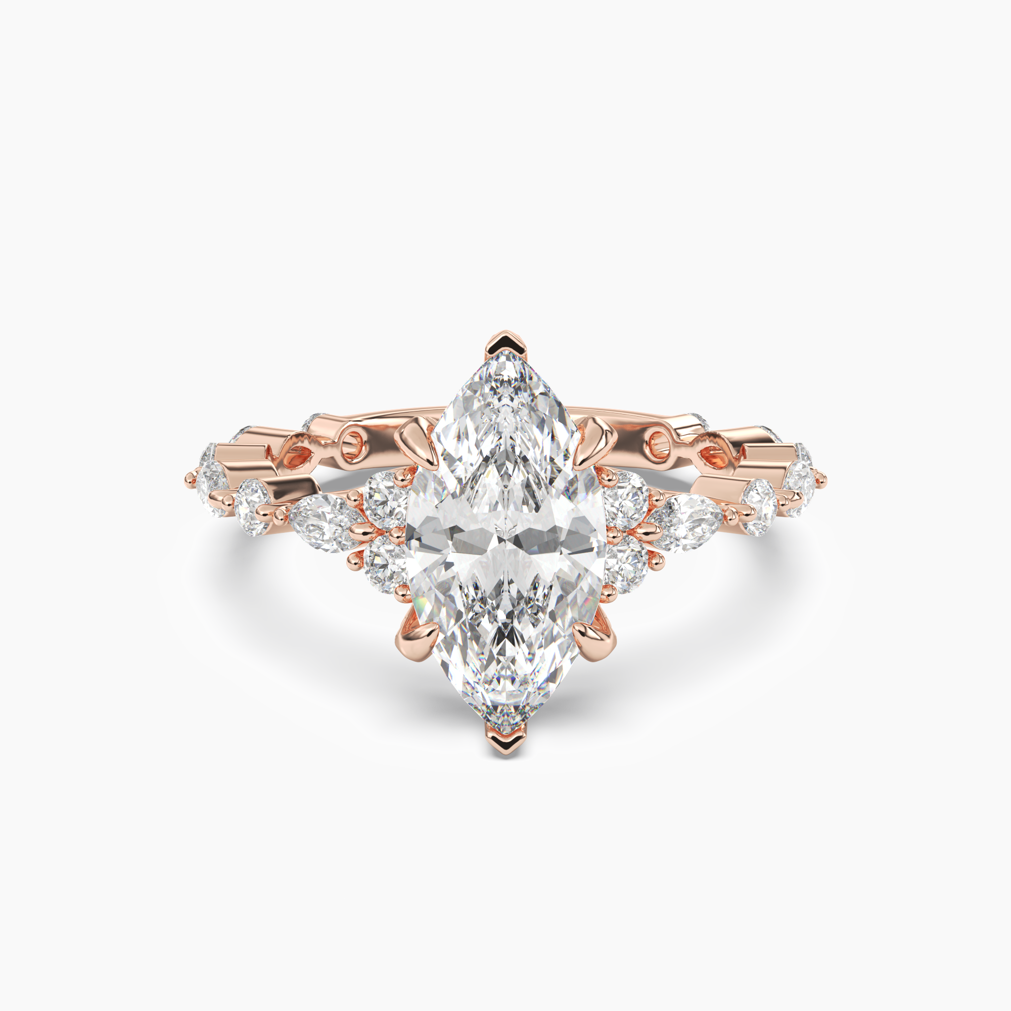 Flora 5 Carat Marquise Cut Solitaire Lab Grown Diamond Ring in 14K White Gold - View 7