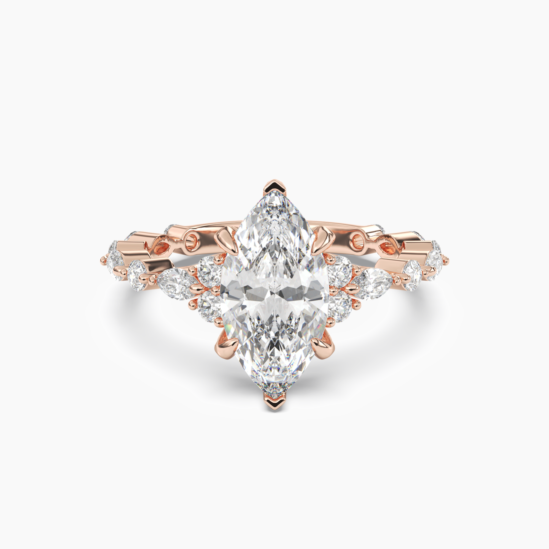 Flora 1 Carat Marquise Cut Solitaire Lab Grown Diamond Ring in Silver - View 7