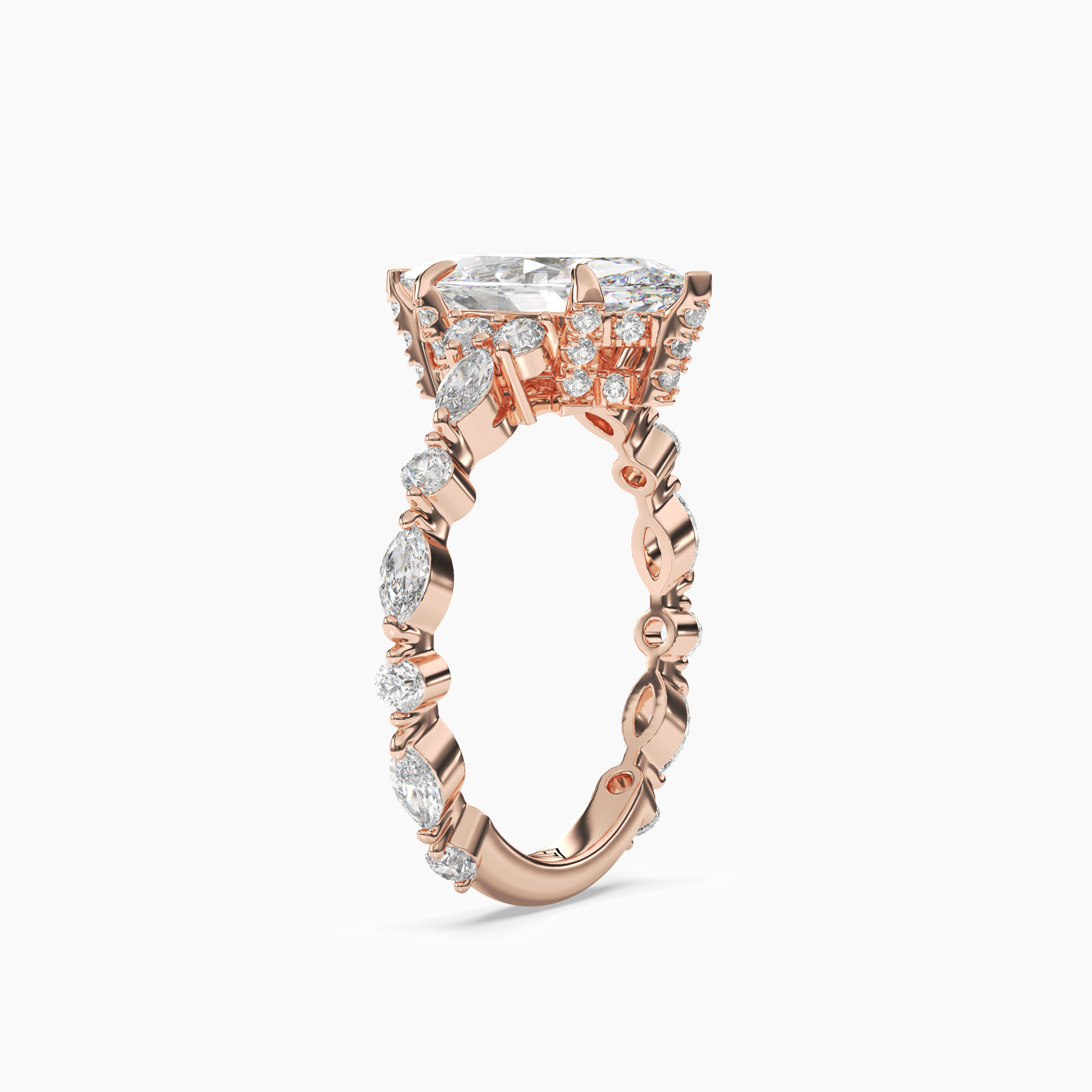 Flora 5 Carat Marquise Cut Solitaire Lab Grown Diamond Ring in 14K Rose Gold - View 2