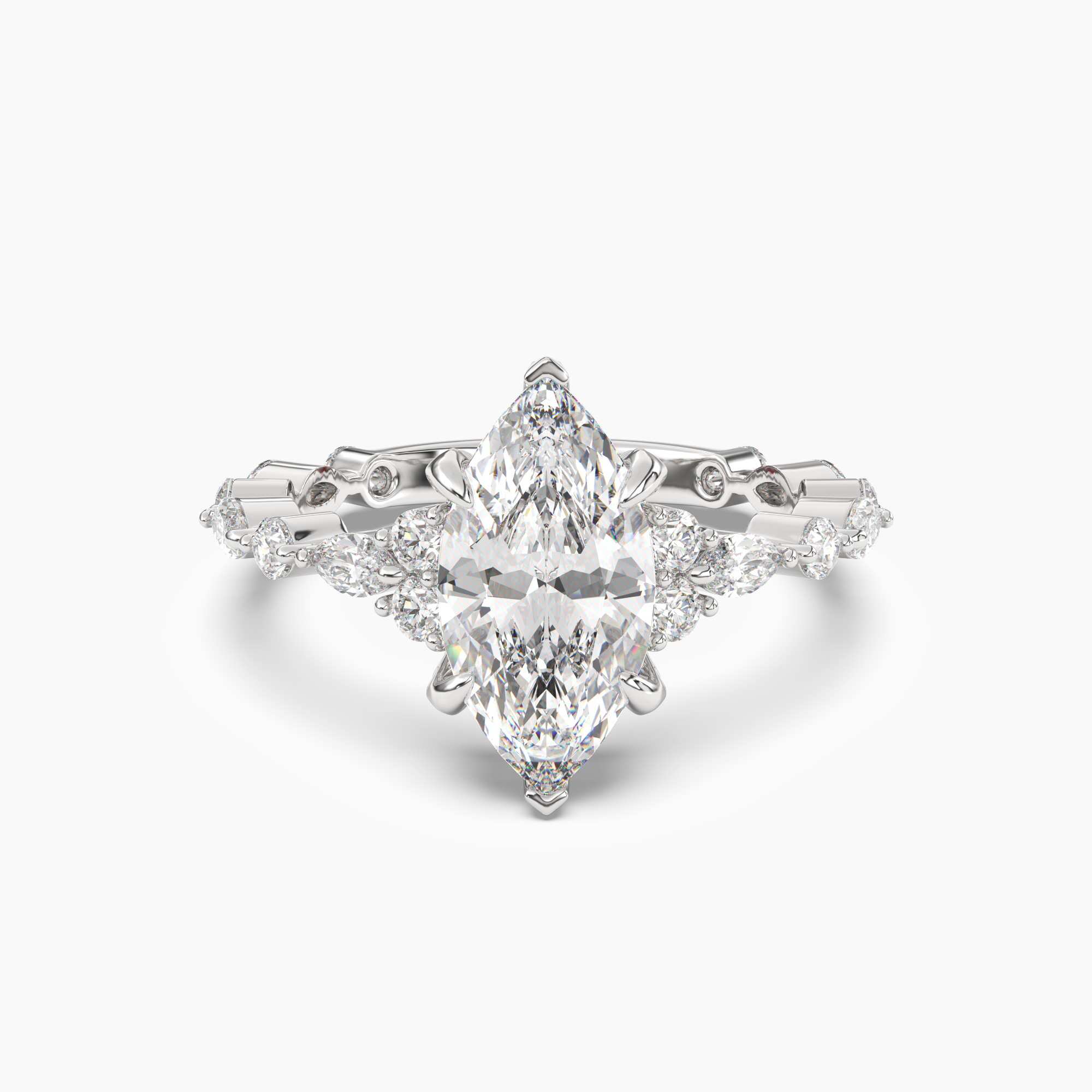 Flora 1.5 Carat Marquise Cut Solitaire Lab Grown Diamond Ring in 14K White Gold