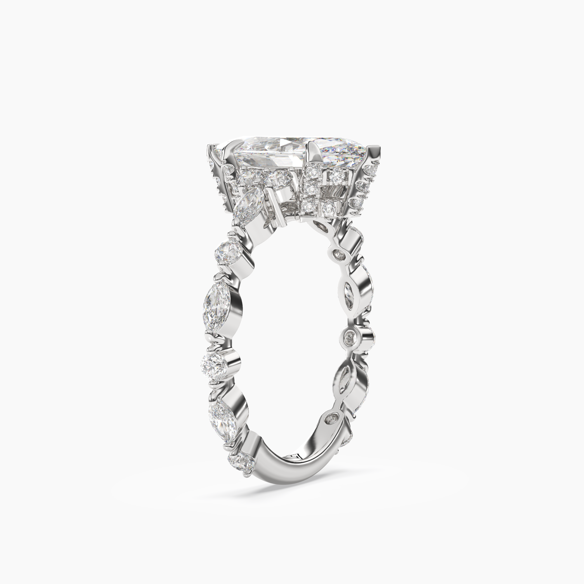 Flora 4 Carat Marquise Cut Solitaire Lab Grown Diamond Ring in 10K White Gold - View 2
