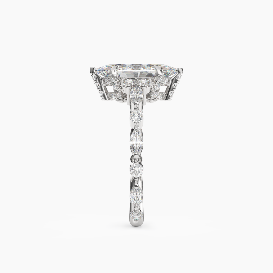 Flora 1.5 Carat Marquise Cut Solitaire Lab Grown Diamond Ring in 10K White Gold - View 3