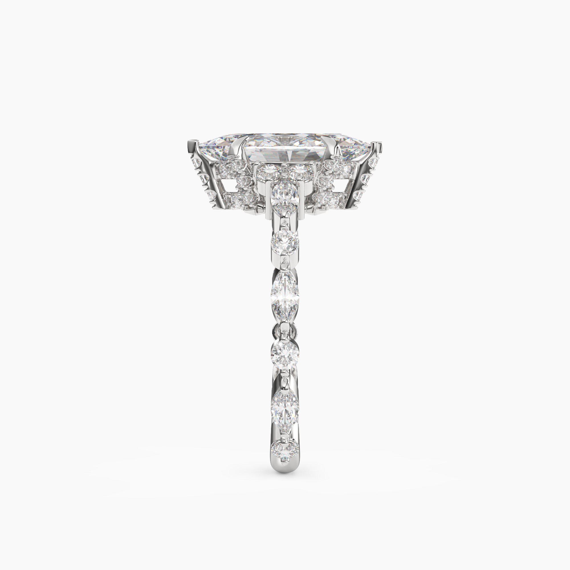 Flora 5 Carat Marquise Cut Solitaire Lab Grown Diamond Ring in 14K White Gold - View 3