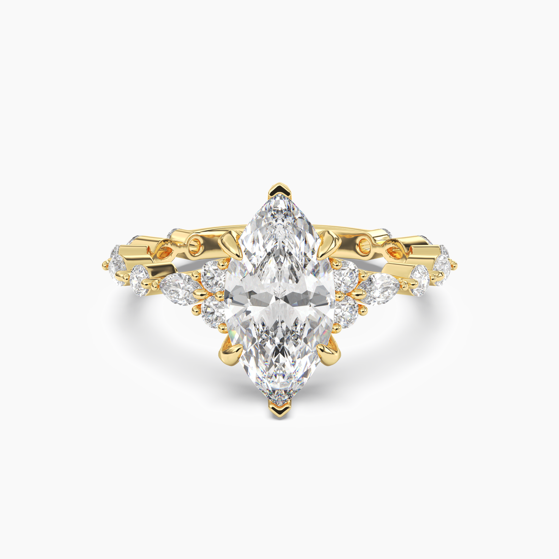 Flora 1 Carat Marquise Cut Solitaire Lab Grown Diamond Ring in 14K Yellow Gold