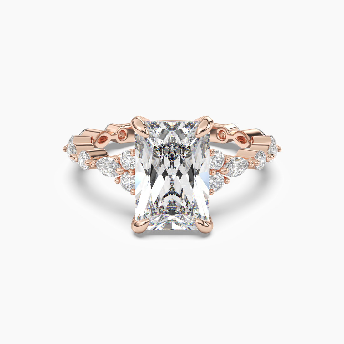 Flora 2 Carat Radiant Cut Solitaire Lab Grown Diamond Ring in 10K Rose Gold