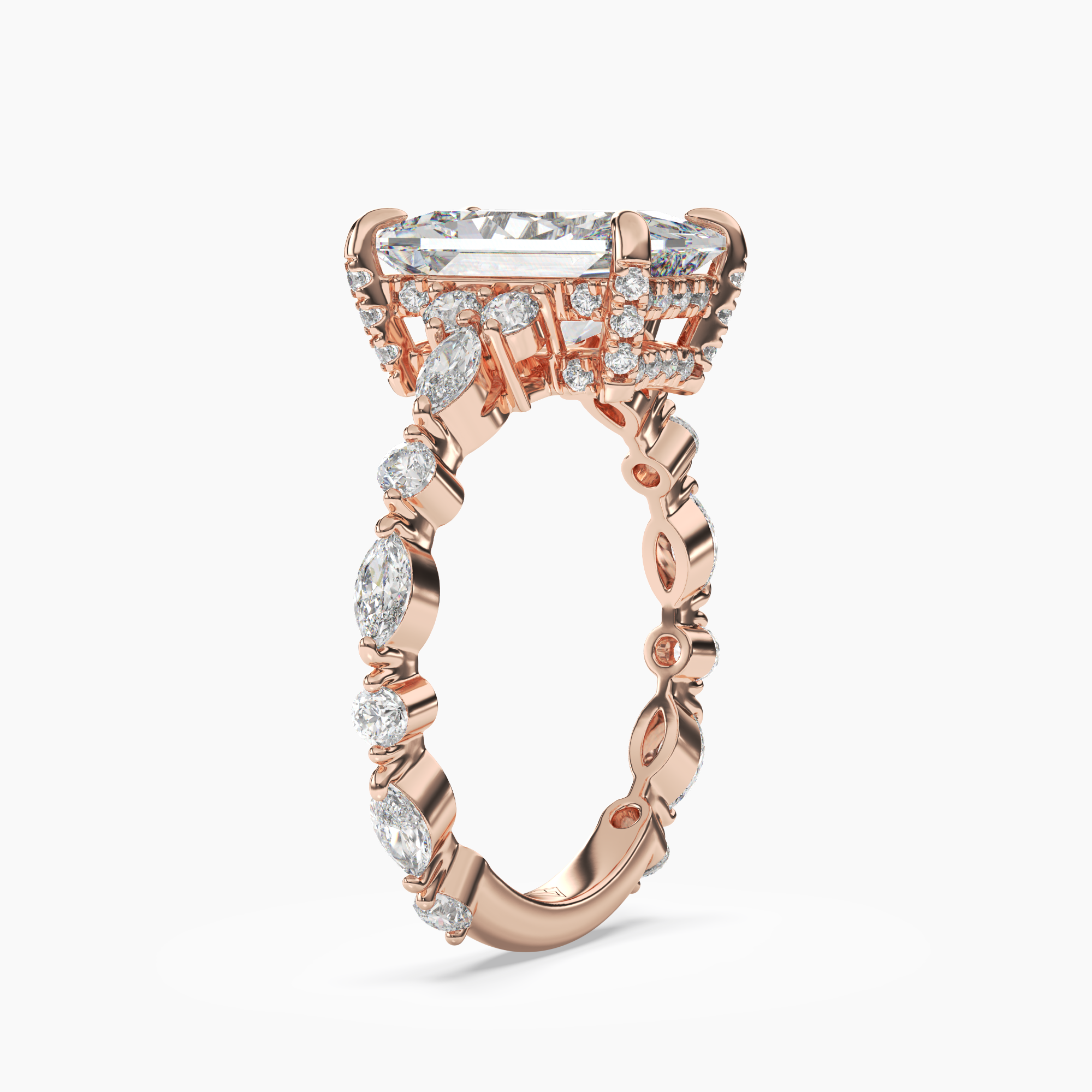 Flora 4 Carat Radiant Cut Solitaire Lab Grown Diamond Ring in 10K Yellow Gold - View 8