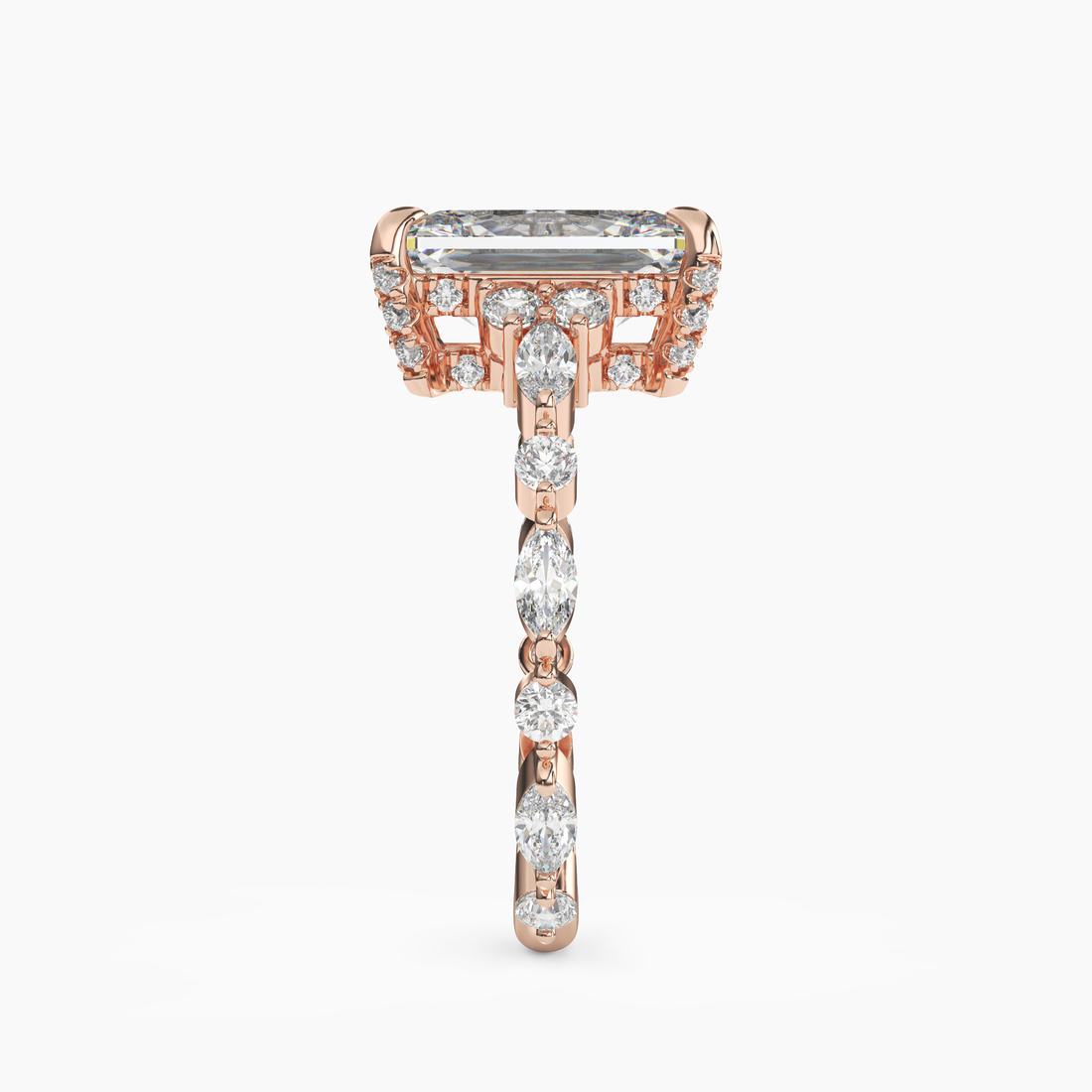 Flora 3.5 Carat Radiant Cut Solitaire Lab Grown Diamond Ring in 14K Rose Gold - View 3