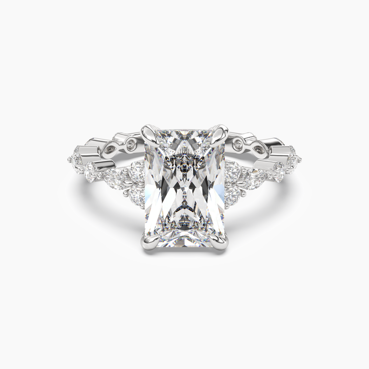 Flora 4.5 Carat Radiant Cut Solitaire Lab Grown Diamond Ring in 14K White Gold