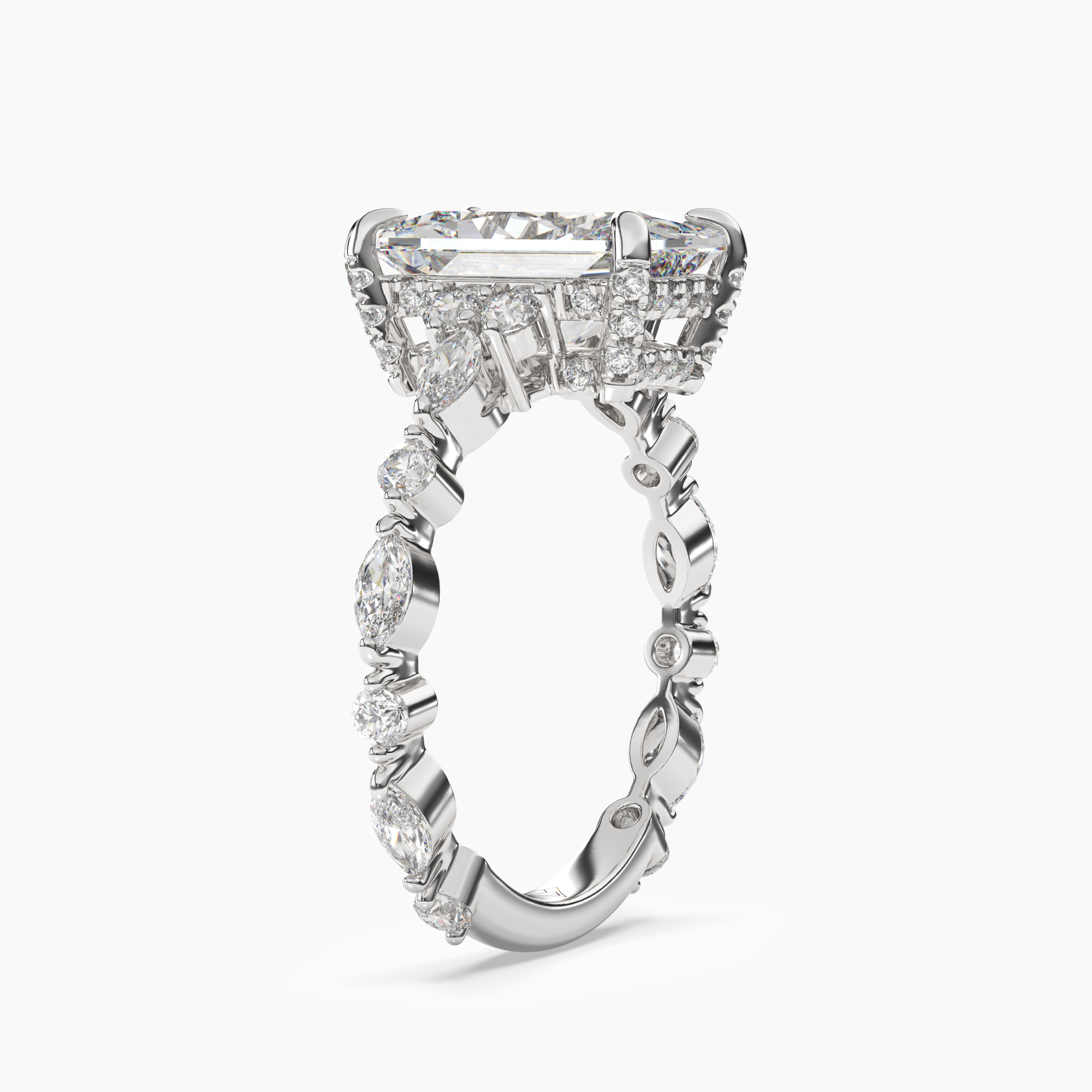 Flora 3 Carat Radiant Cut Solitaire Lab Grown Diamond Ring in Platinum - View 2