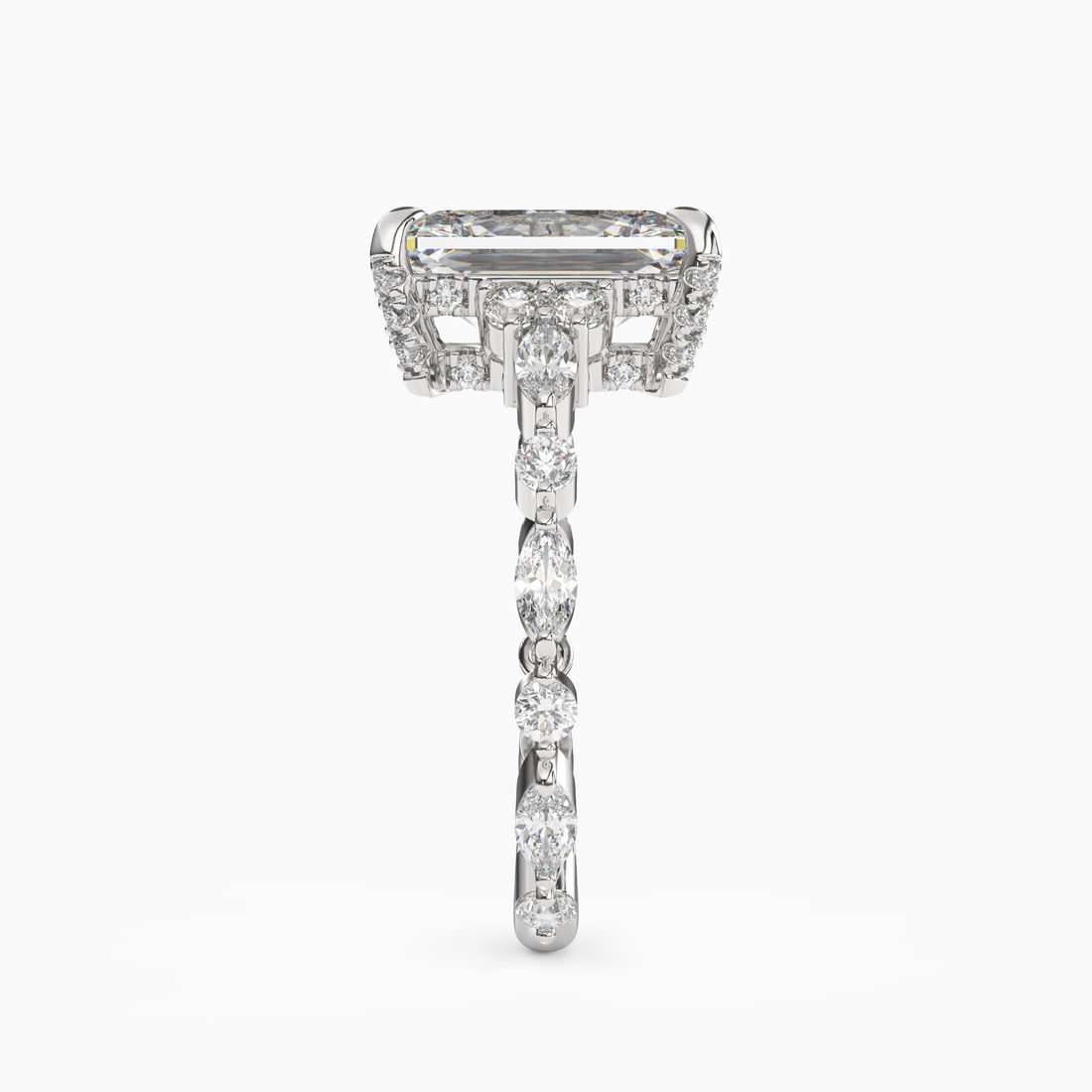 Flora 1 Carat Radiant Cut Solitaire Lab Grown Diamond Ring in 18K White Gold - View 3