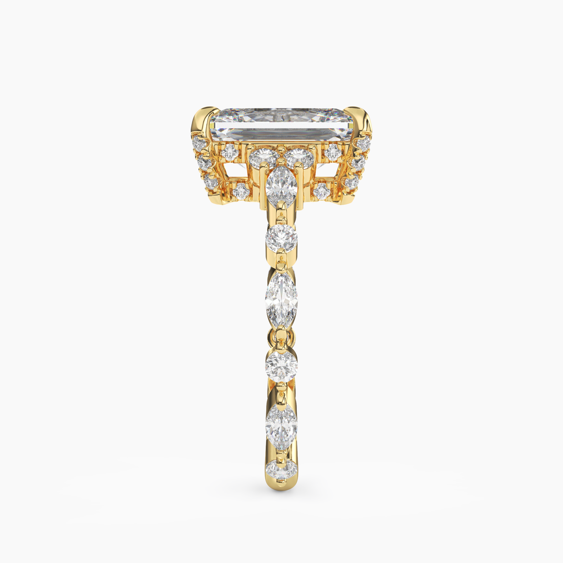 Flora 4.5 Carat Radiant Cut Solitaire Lab Grown Diamond Ring in 10K Yellow Gold - View 3